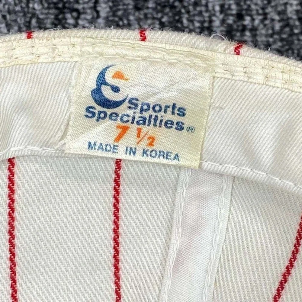 Sports Specialties Cincinnati Reds Hat Mens 7 1/2 White Red Pinstripe Fitted MLB